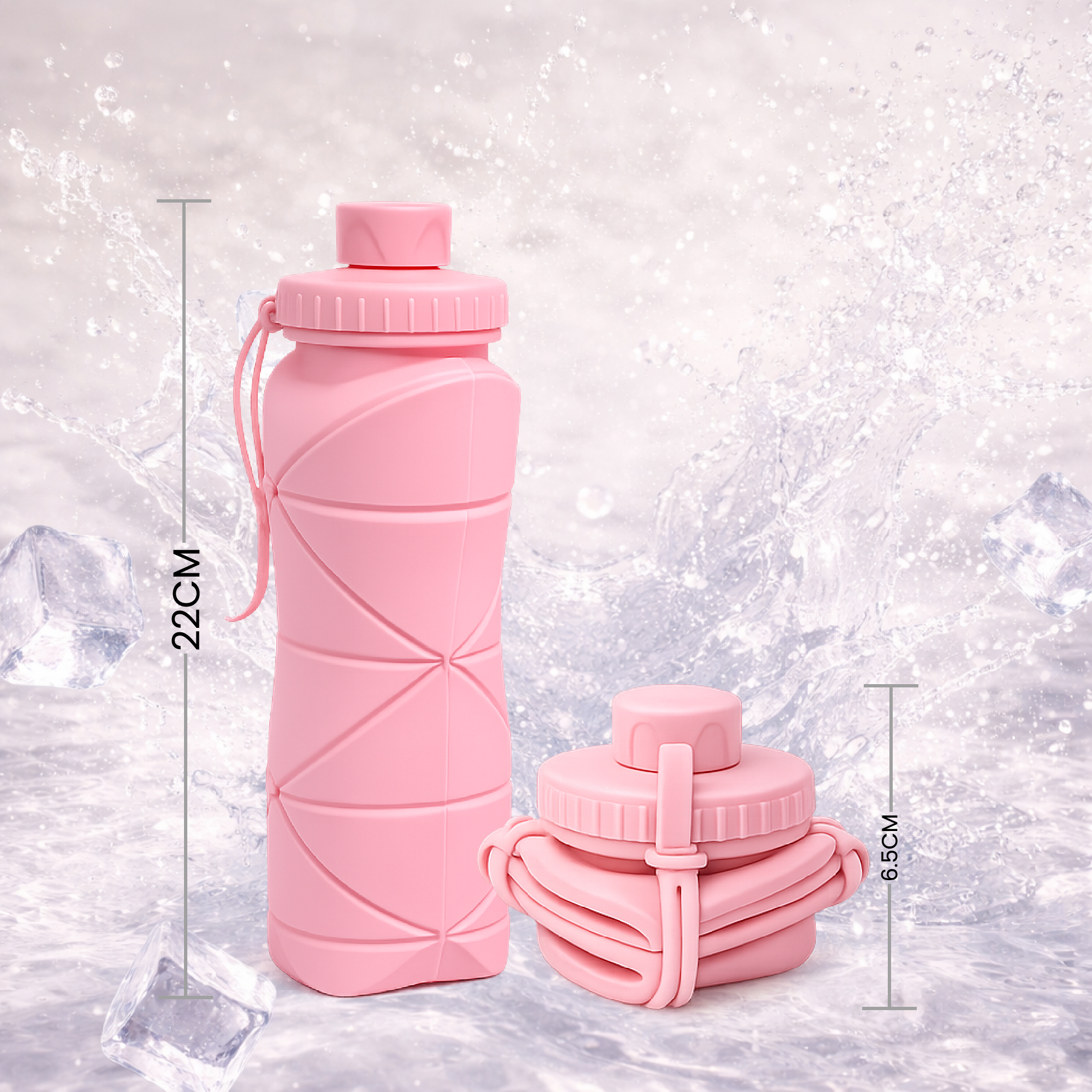 Botella Plegable Silicona Agua Portatil - COLOR: ROSA